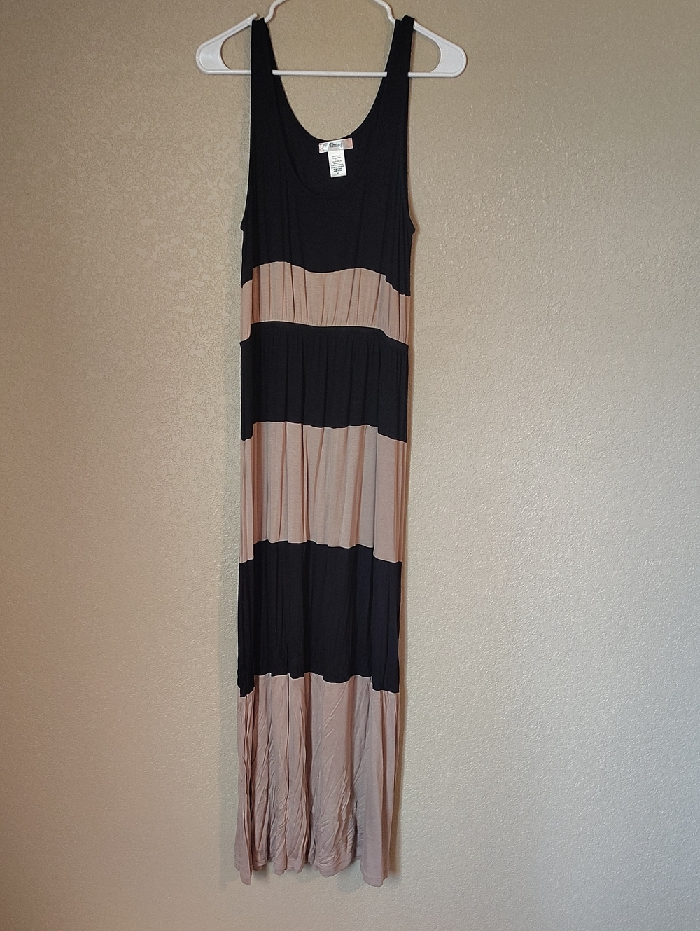 Timing Striped Sleeveless Maxi Dress in Black and Beige